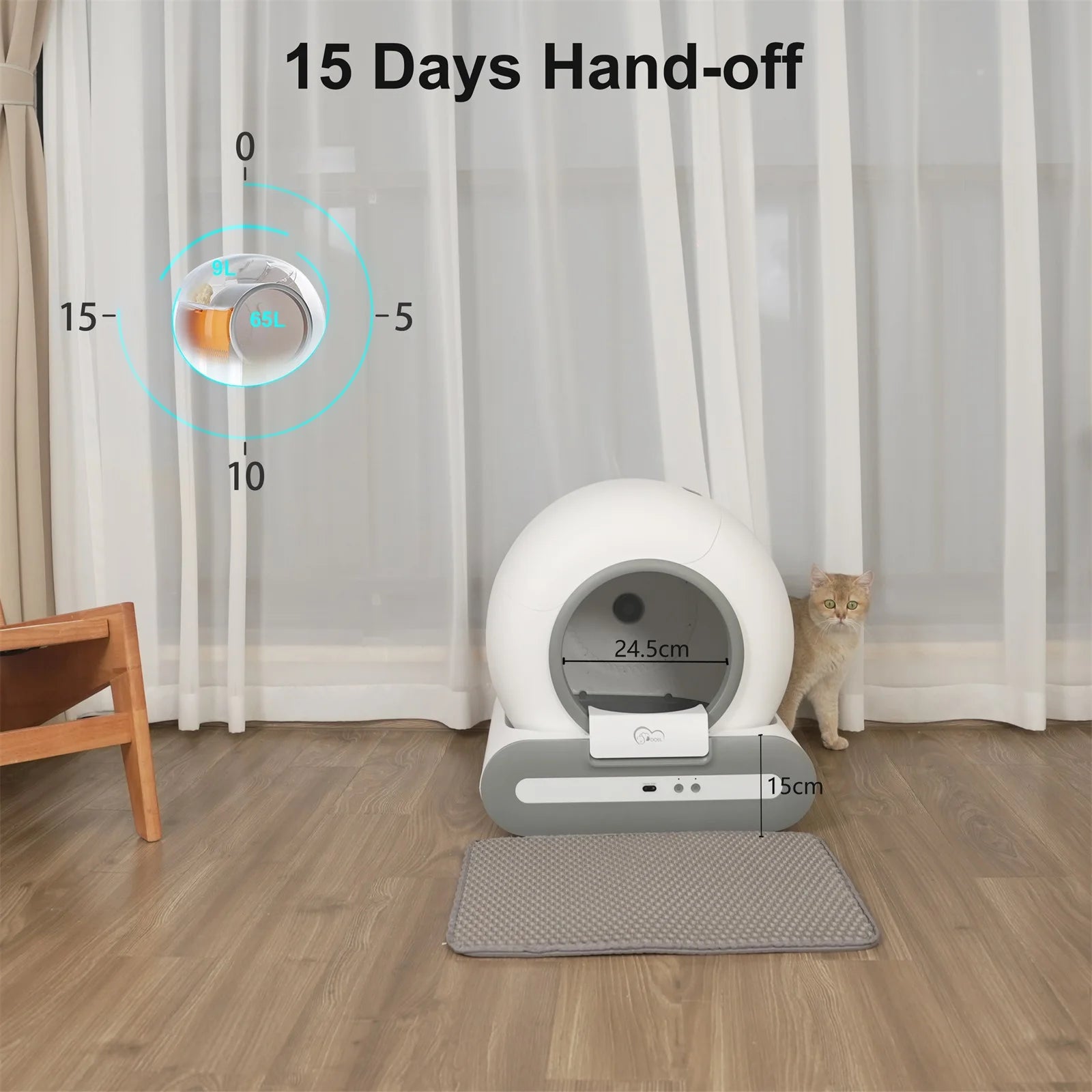 Automatic Cat Litter Box with App Control – Self-Cleaning, Odor-Free, Perfect for Multiple Large Cats